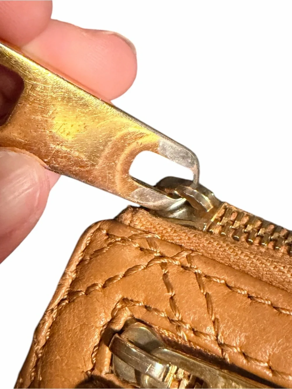 Marc Jacobs Quilted Leather Wallet in Vibrant Orangish Tan with Gold Hardware